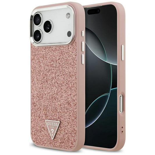 MagSafe-skal för Apple iPhone 17 Pro Max, Guess, Glitter Triangle Logo, Rosa