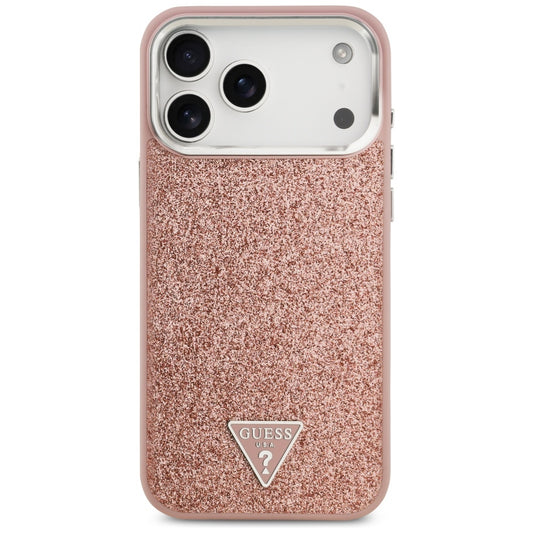 MagSafe-skal för Apple iPhone 17 Pro Max, Guess, Glitter Triangle Logo, Rosa