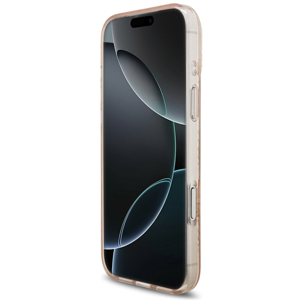 MagSafe-skal för Apple iPhone 17 Pro Max, Guess, IML Flowers Allover Electroplated with Pearl Strap, Rosa