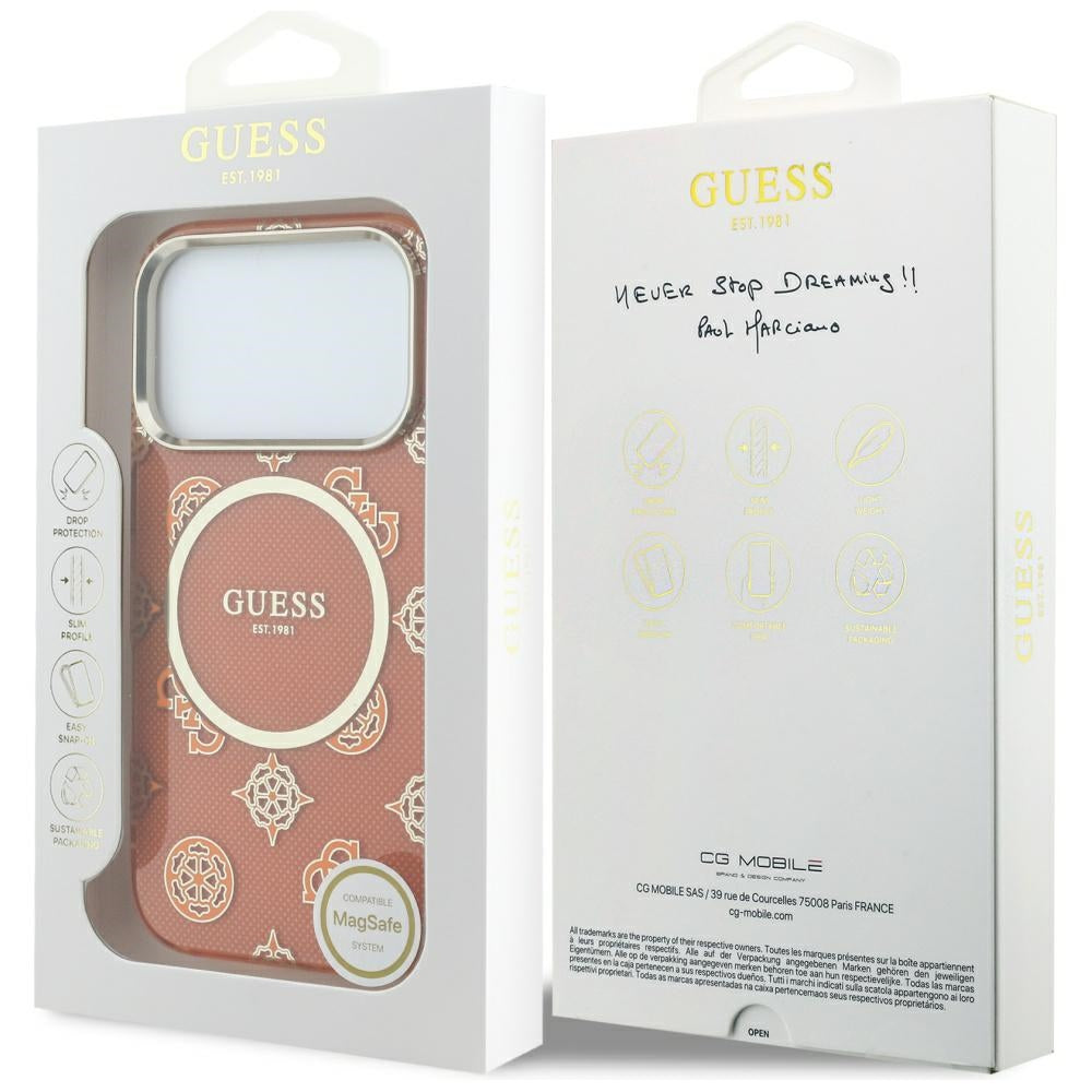 MagSafe-skal för Apple iPhone 17 Pro Max, Guess, IML Peony Dot, Orange