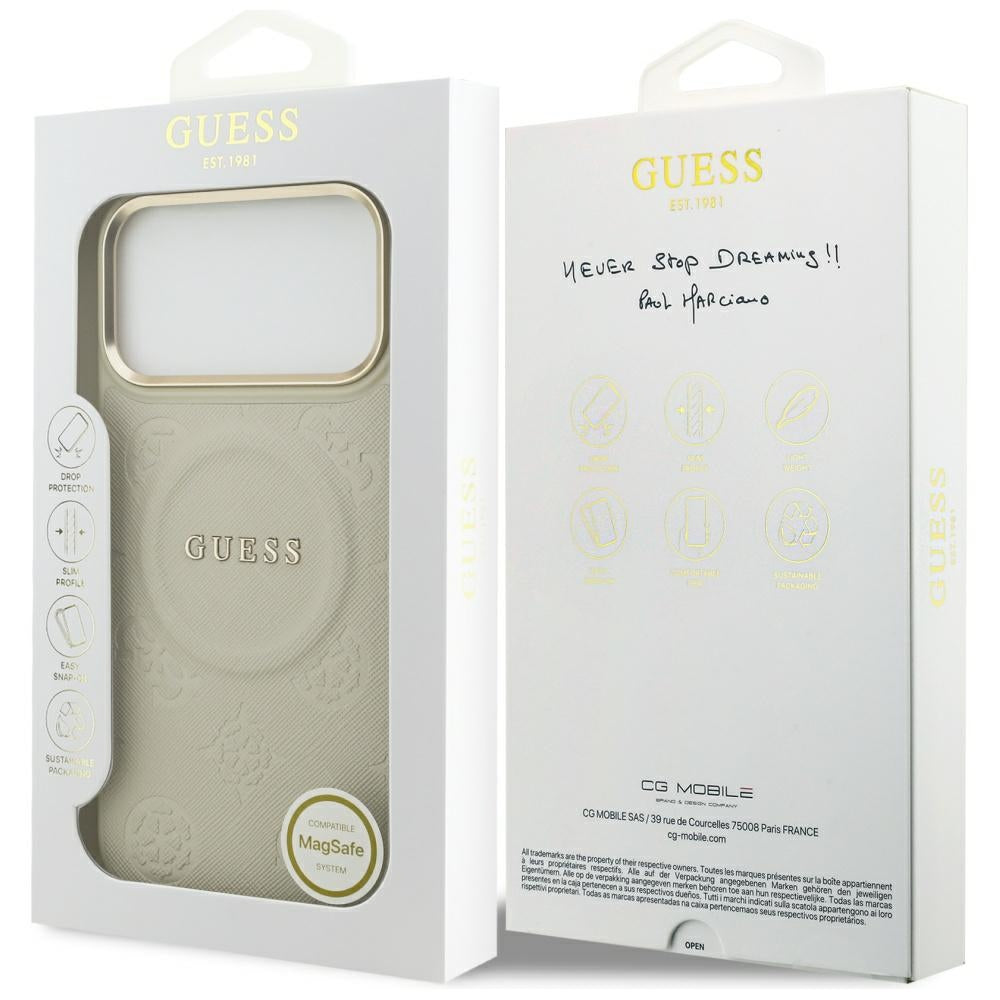 MagSafe-skal för Apple iPhone 17 Pro Max, Guess, Peony Hot Stamp, Beige