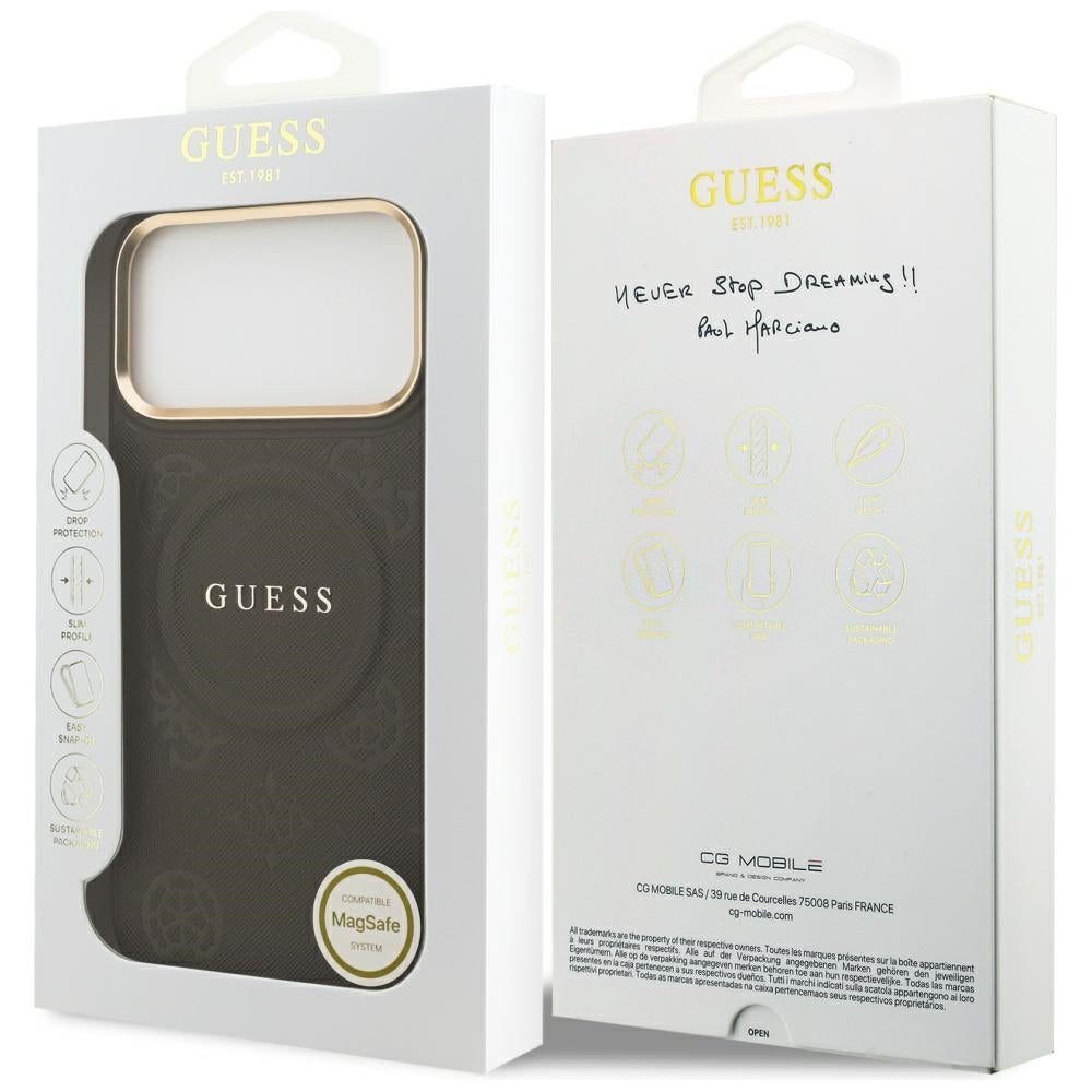 MagSafe-skal för Apple iPhone 17 Pro Max, Guess, Peony Hot Stamp, Brun