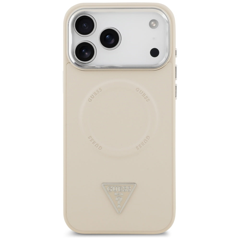 MagSafe-skal för Apple iPhone 17 Pro Max, Guess, Triangle Logo, Beige Silver