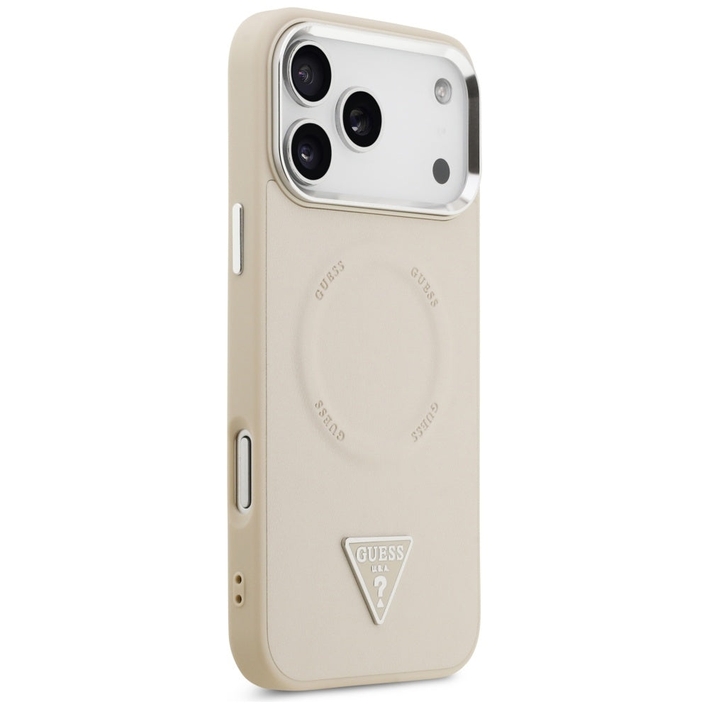 MagSafe-skal för Apple iPhone 17 Pro Max, Guess, Triangle Logo, Beige Silver