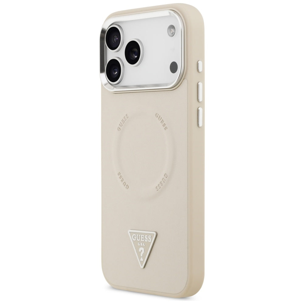 MagSafe-skal för Apple iPhone 17 Pro Max, Guess, Triangle Logo, Beige Silver