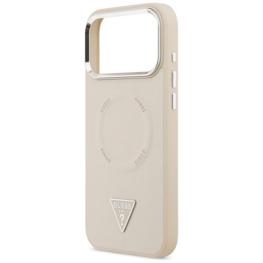 MagSafe-skal för Apple iPhone 17 Pro Max, Guess, Triangle Logo, Beige Silver