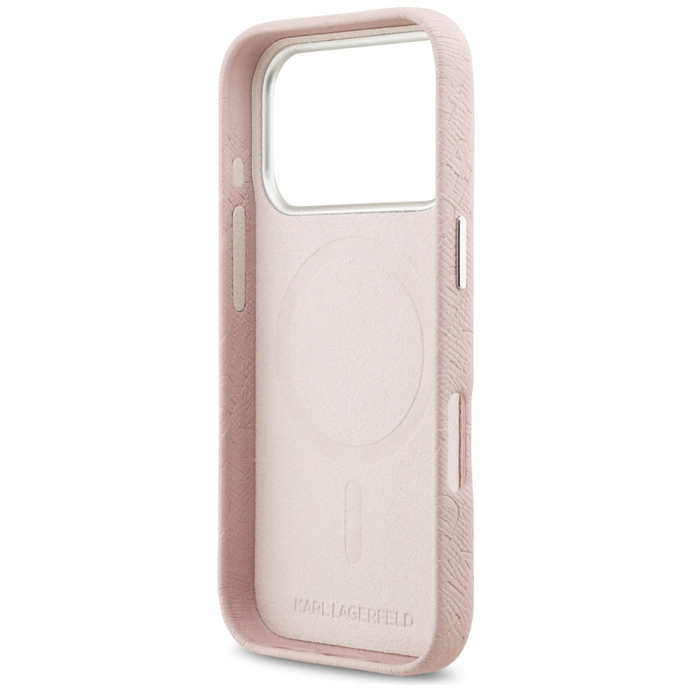 MagSafe-skal för Apple iPhone 17 Pro Max, Karl Lagerfeld, FW Stamped Karl, Rosa