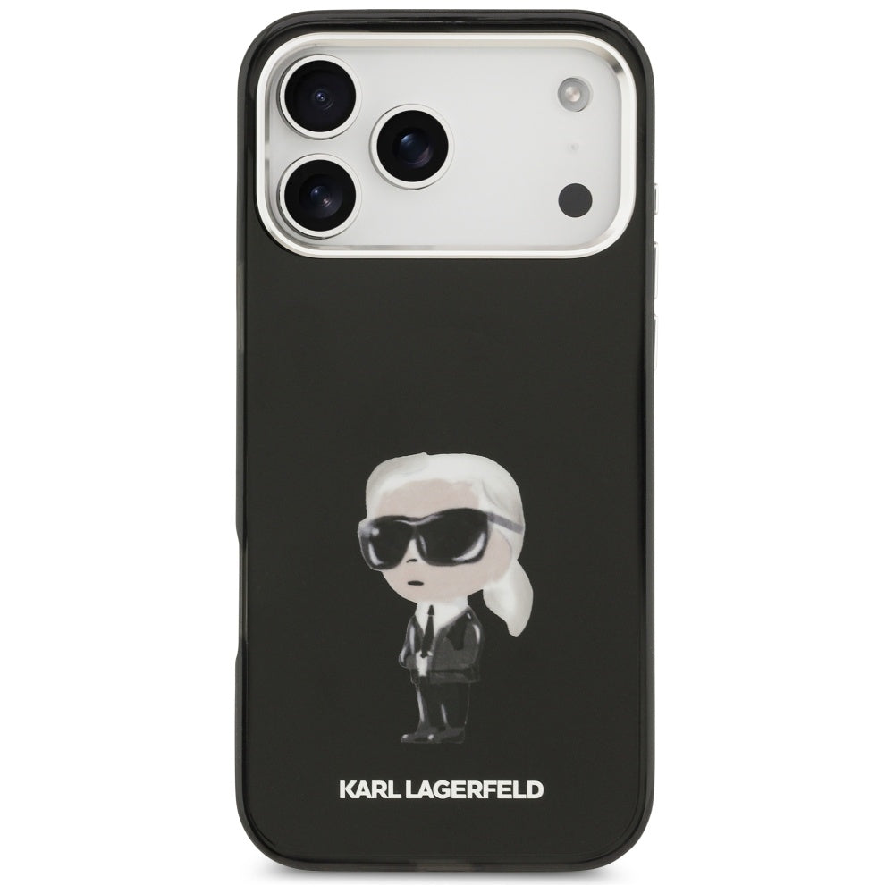 MagSafe-skal för Apple iPhone 17 Pro Max, Karl Lagerfeld, IML Aquarelle Karl Ikonik, Svart
