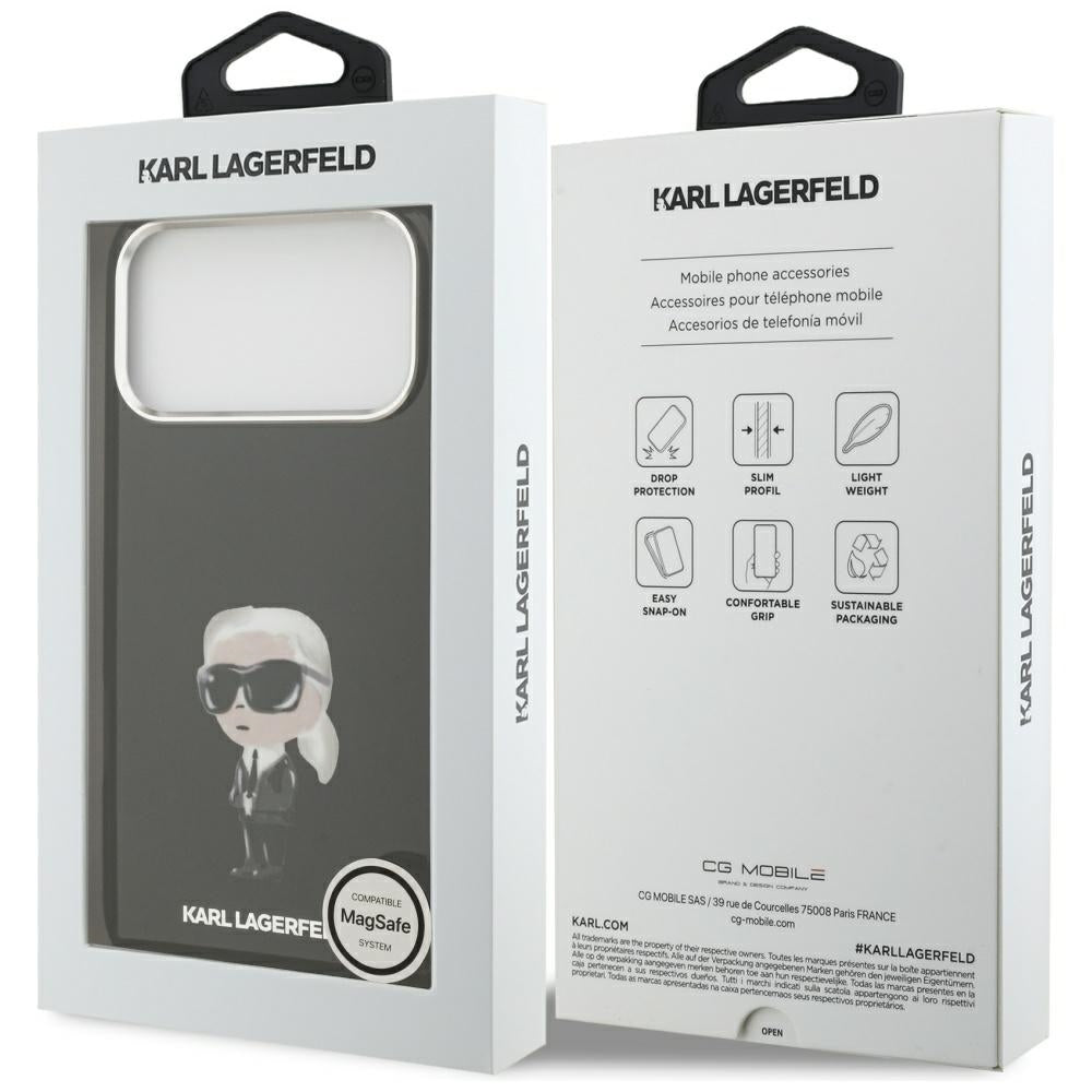 MagSafe-skal för Apple iPhone 17 Pro Max, Karl Lagerfeld, IML Aquarelle Karl Ikonik, Svart