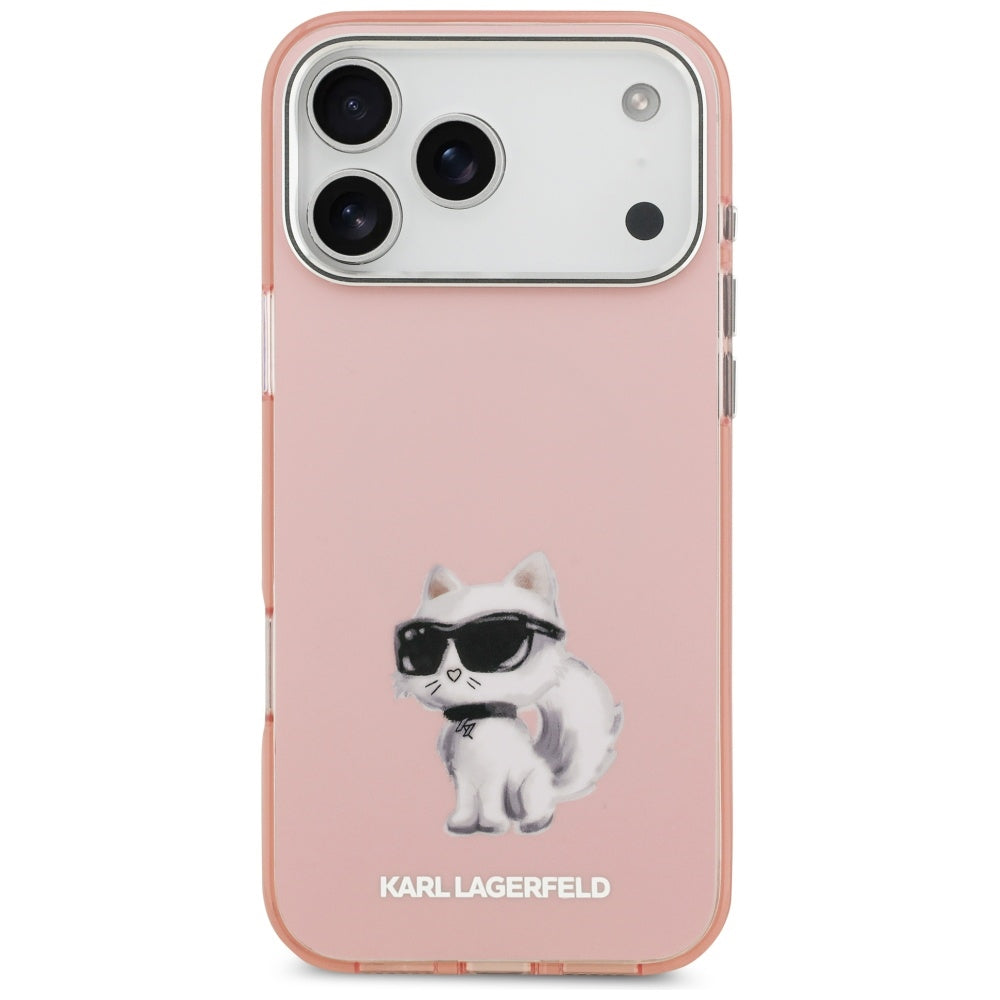 MagSafe-skal för Apple iPhone 17 Pro Max, Karl Lagerfeld, IML Aquarelle Logo Choupette, Rosa