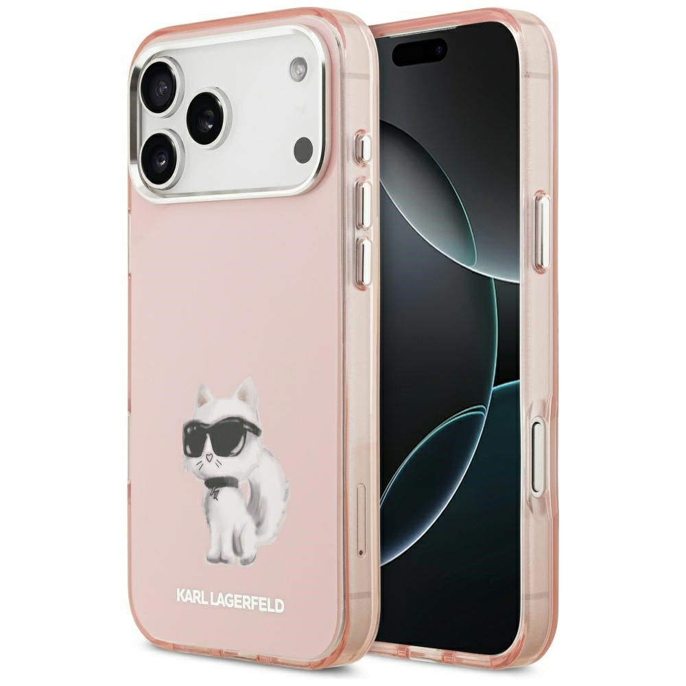 MagSafe-skal för Apple iPhone 17 Pro Max, Karl Lagerfeld, IML Aquarelle Logo Choupette, Rosa
