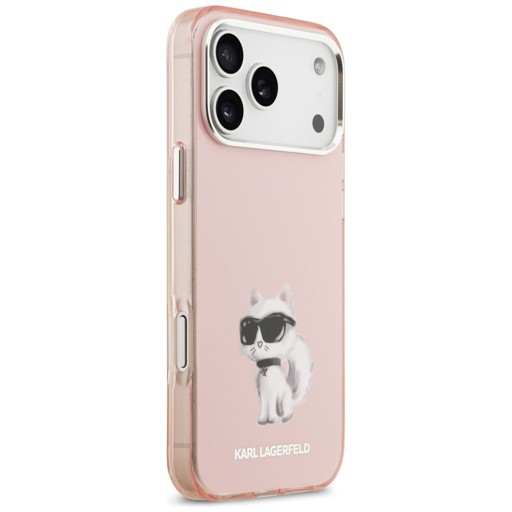 MagSafe-skal för Apple iPhone 17 Pro Max, Karl Lagerfeld, IML Aquarelle Logo Choupette, Rosa