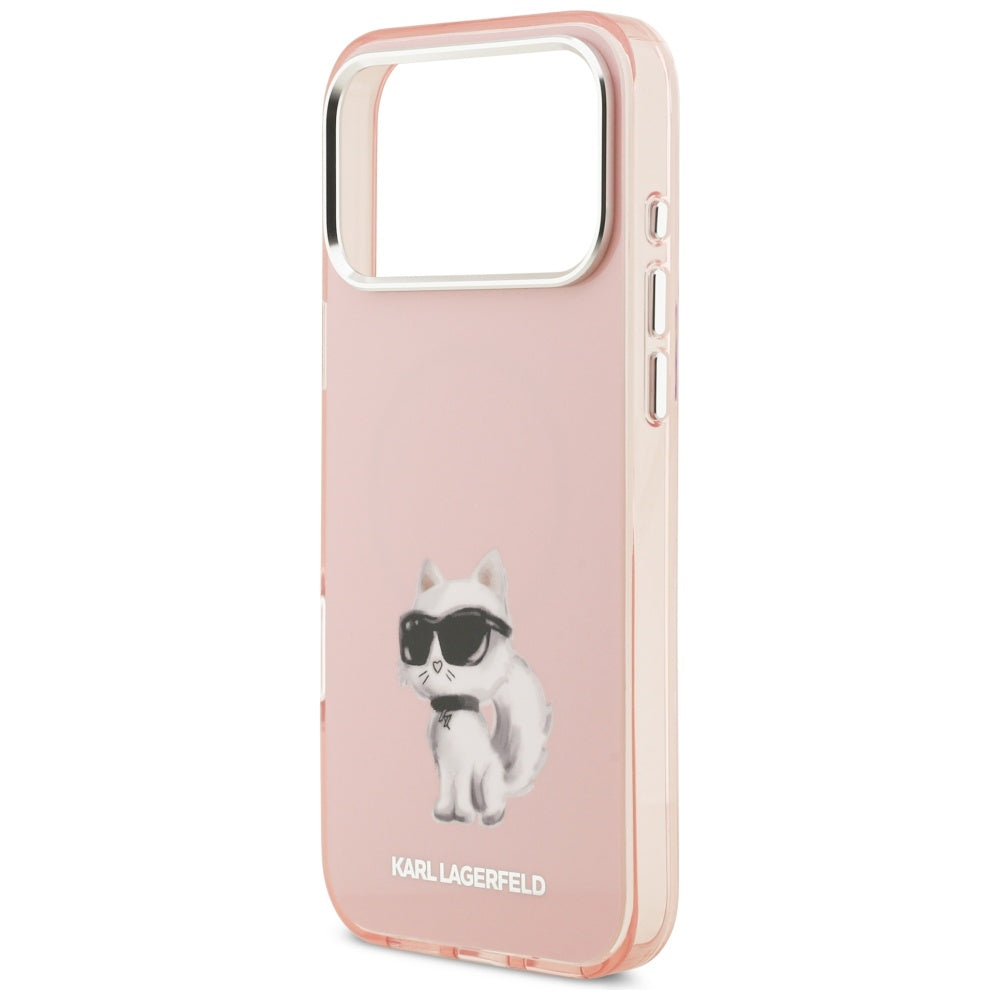 MagSafe-skal för Apple iPhone 17 Pro Max, Karl Lagerfeld, IML Aquarelle Logo Choupette, Rosa