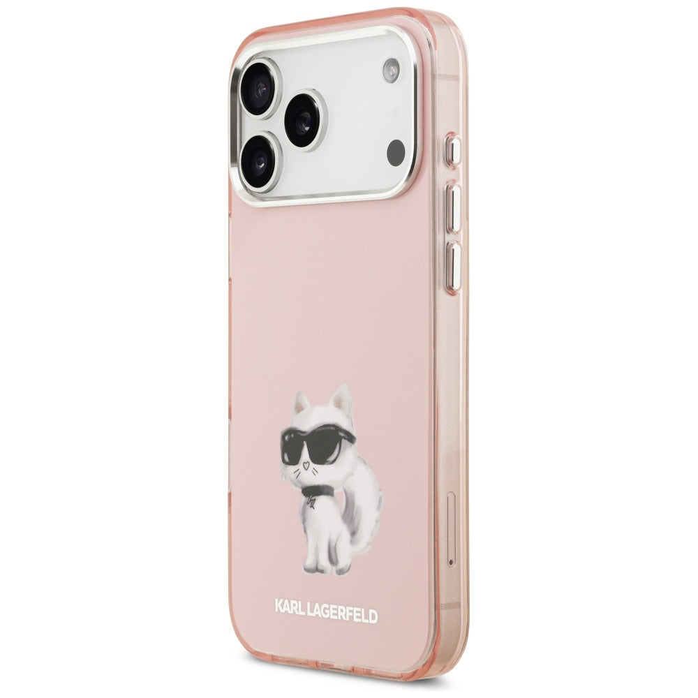 MagSafe-skal för Apple iPhone 17 Pro Max, Karl Lagerfeld, IML Aquarelle Logo Choupette, Rosa