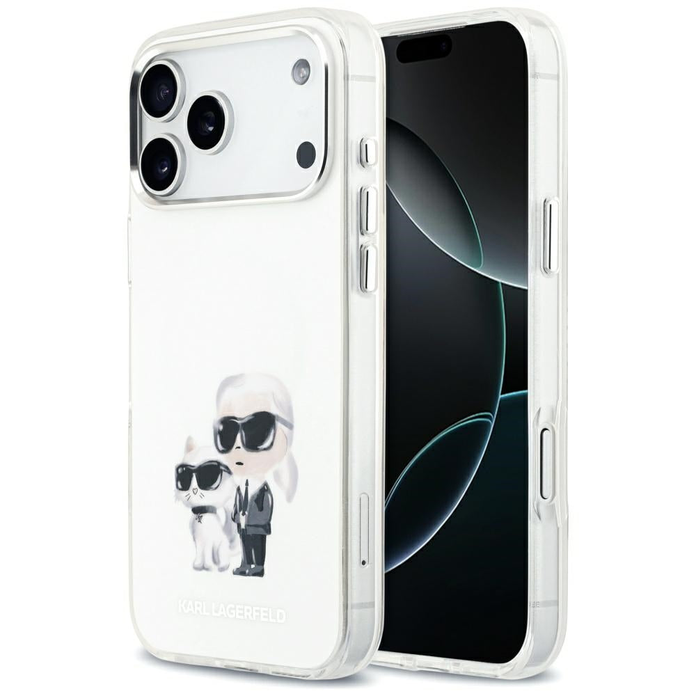 MagSafe-skal för Apple iPhone 17 Pro Max, Karl Lagerfeld, IML Aquarelle Logo Karl & Choupette, Vit