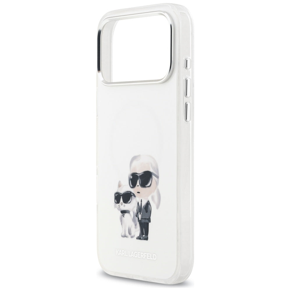 MagSafe-skal för Apple iPhone 17 Pro Max, Karl Lagerfeld, IML Aquarelle Logo Karl & Choupette, Vit