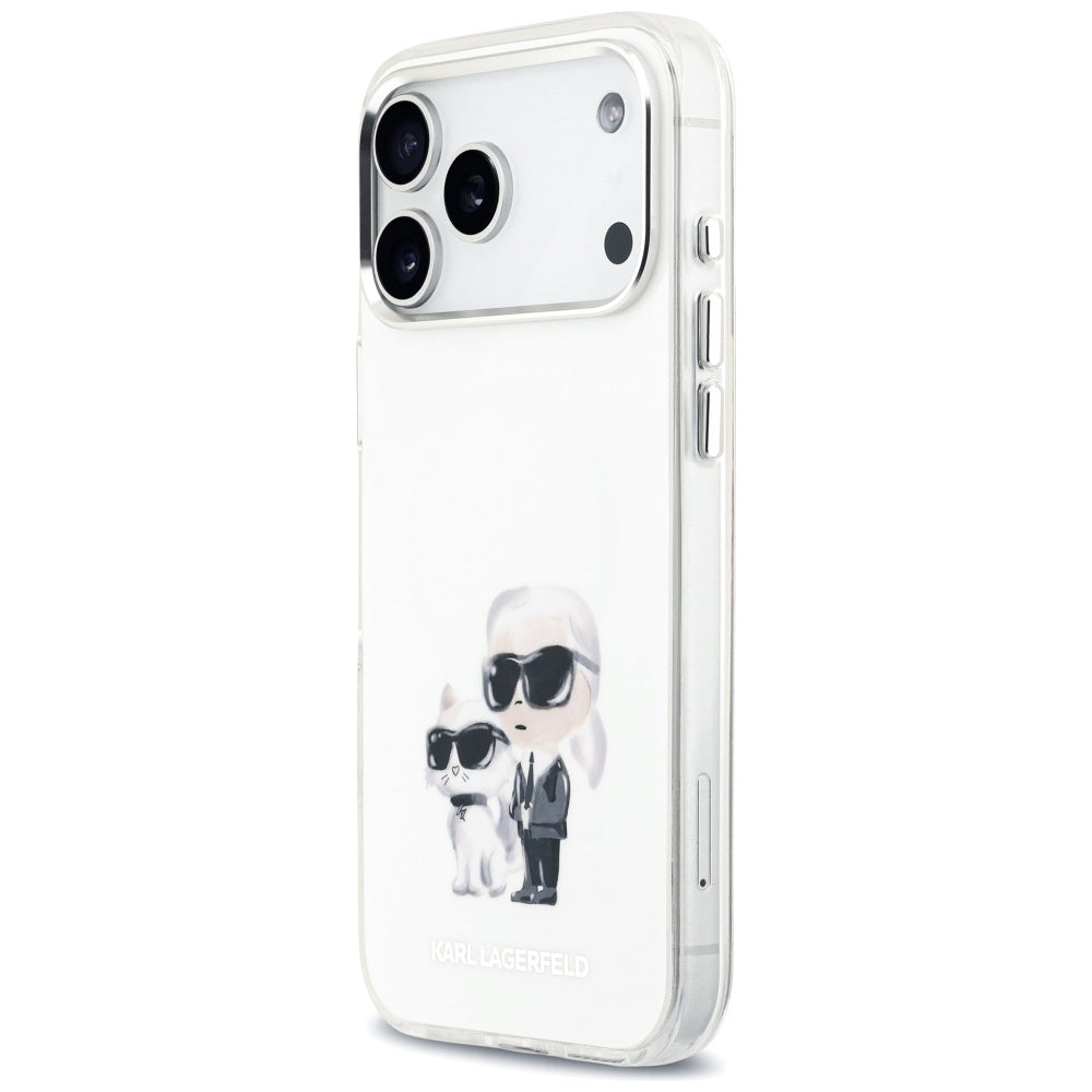 MagSafe-skal för Apple iPhone 17 Pro Max, Karl Lagerfeld, IML Aquarelle Logo Karl & Choupette, Vit