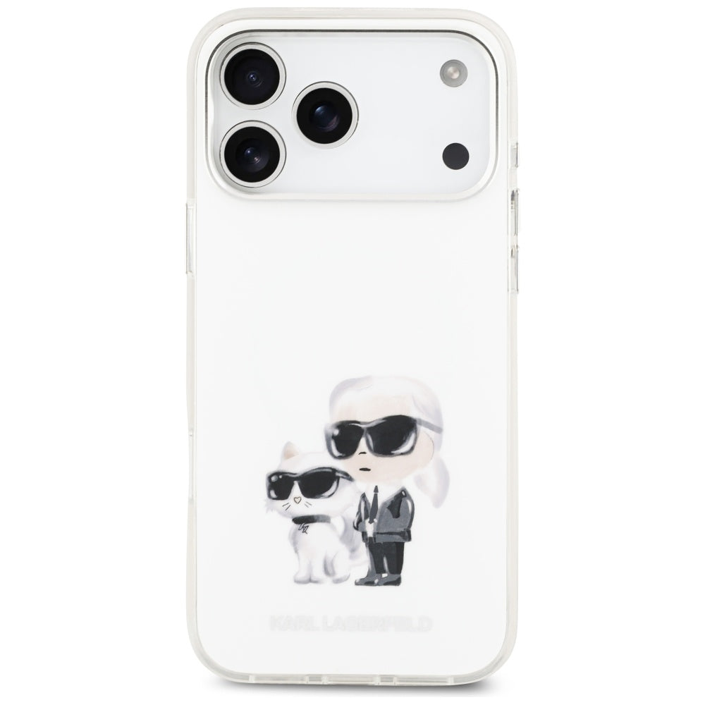 MagSafe-skal för Apple iPhone 17 Pro Max, Karl Lagerfeld, IML Aquarelle Logo Karl & Choupette, Vit