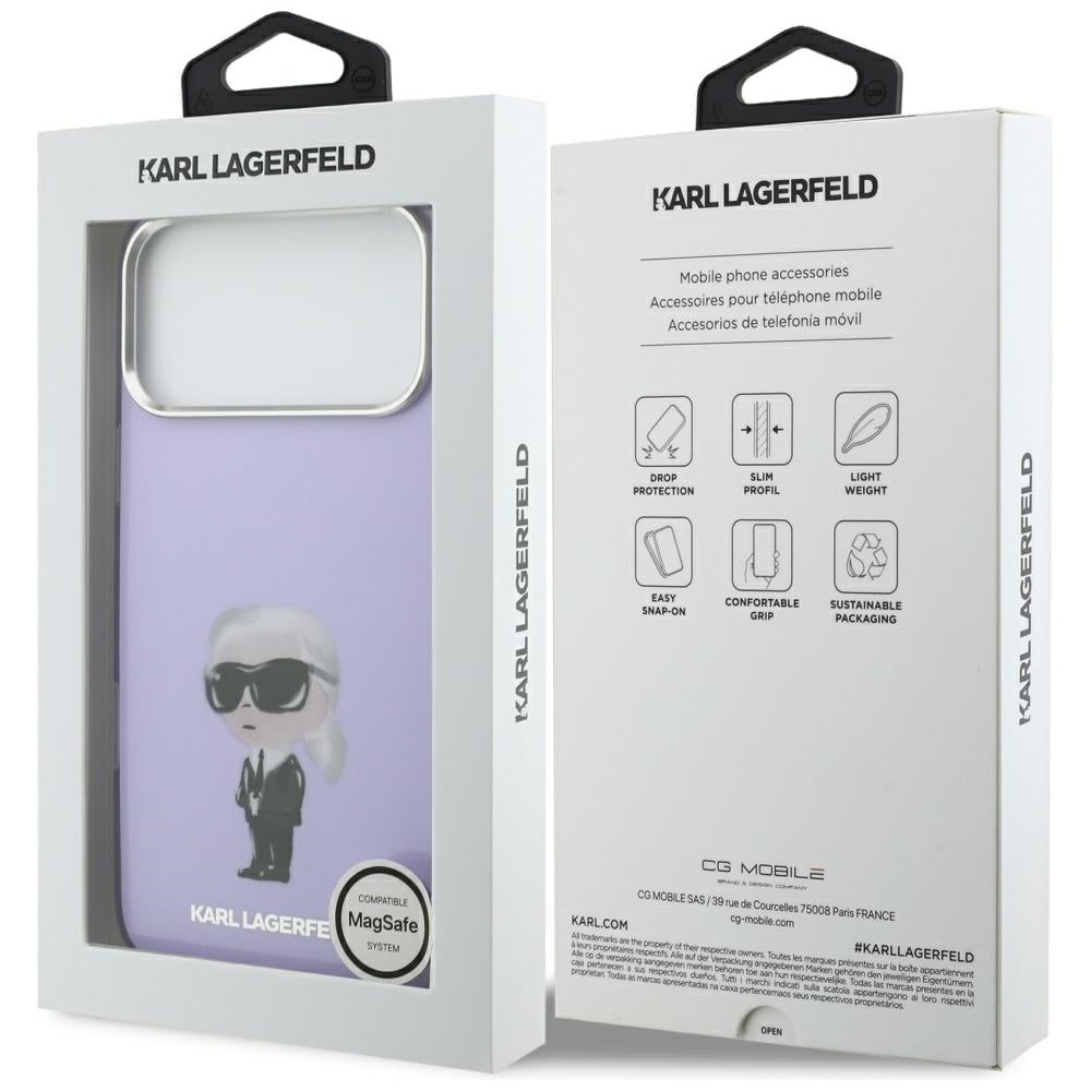 MagSafe-skal för Apple iPhone 17 Pro Max, Karl Lagerfeld, IML Aquarelle Logo Karl, Lila