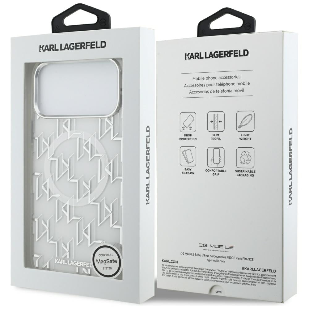 MagSafe-skal för Apple iPhone 17 Pro Max, Karl Lagerfeld, IML KL Monogram, Vit
