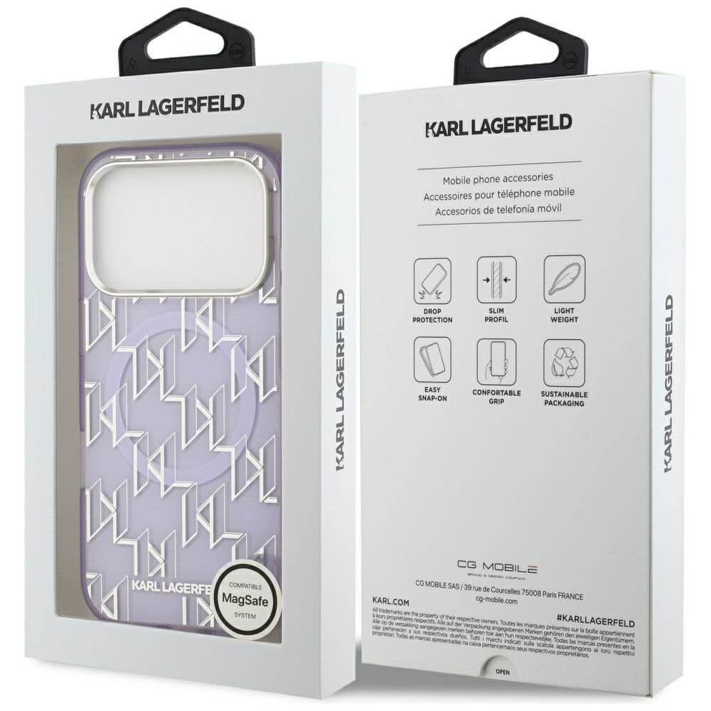 MagSafe-skal för Apple iPhone 17 Pro Max, Karl Lagerfeld, IML KL Monogram, Lila