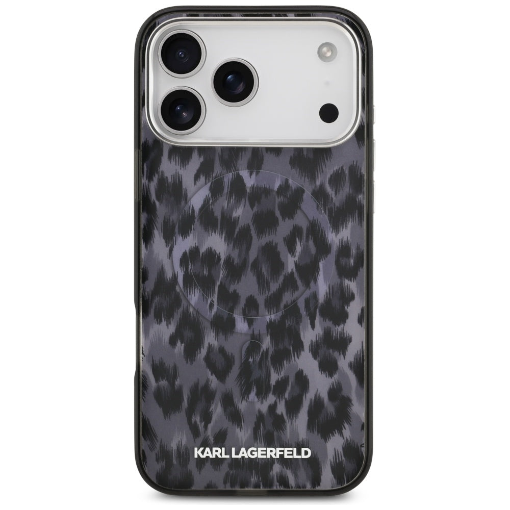 MagSafe Case for Apple iPhone 17 Pro Max, Karl Lagerfeld, IML Leopard Pattern, Black