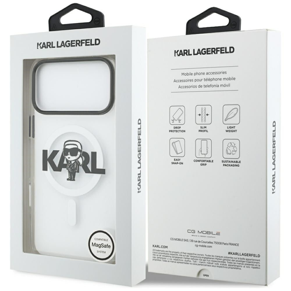 MagSafe-skal för Apple iPhone 17 Pro Max, Karl Lagerfeld, IML Sketch Logo Karl, Transparent