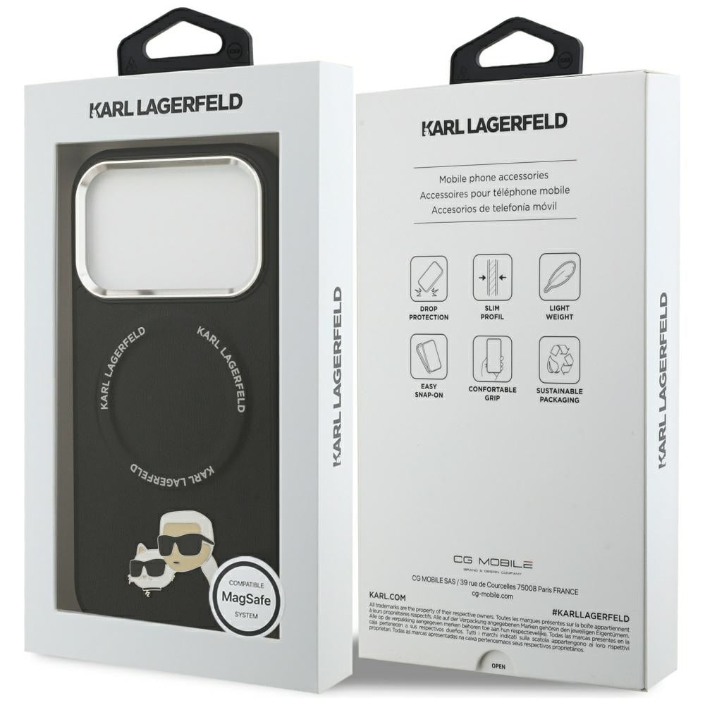 MagSafe-skal för Apple iPhone 17 Pro Max, Karl Lagerfeld, Karl & Choupette Pins, Svart