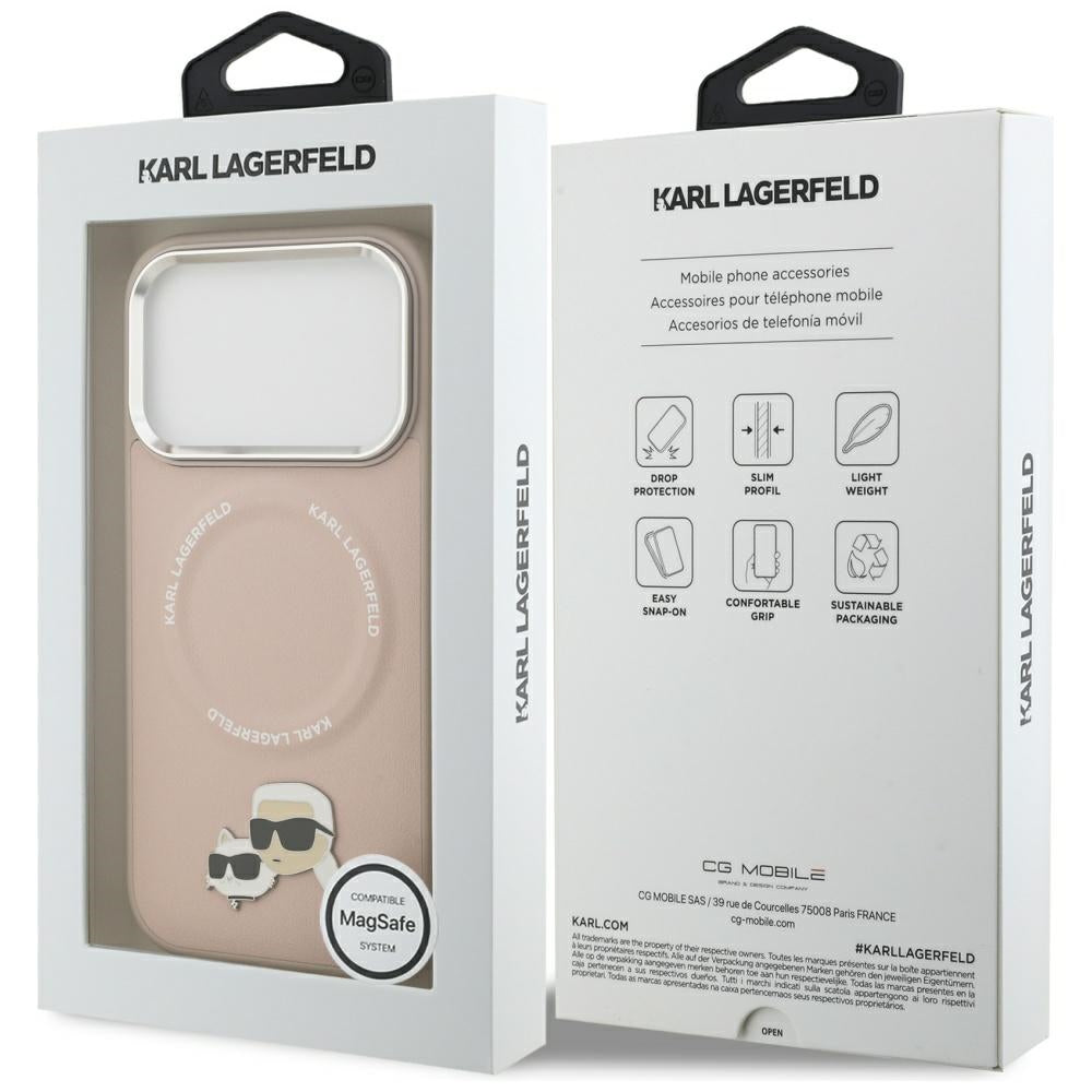 MagSafe-skal för Apple iPhone 17 Pro Max, Karl Lagerfeld, Karl & Choupette Pins, Rosa