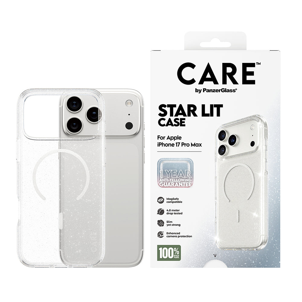 MagSafe-skal för Apple iPhone 17 Pro Max, PanzerGlass, Care Urban Explorer Star Lit, Transparent Vit