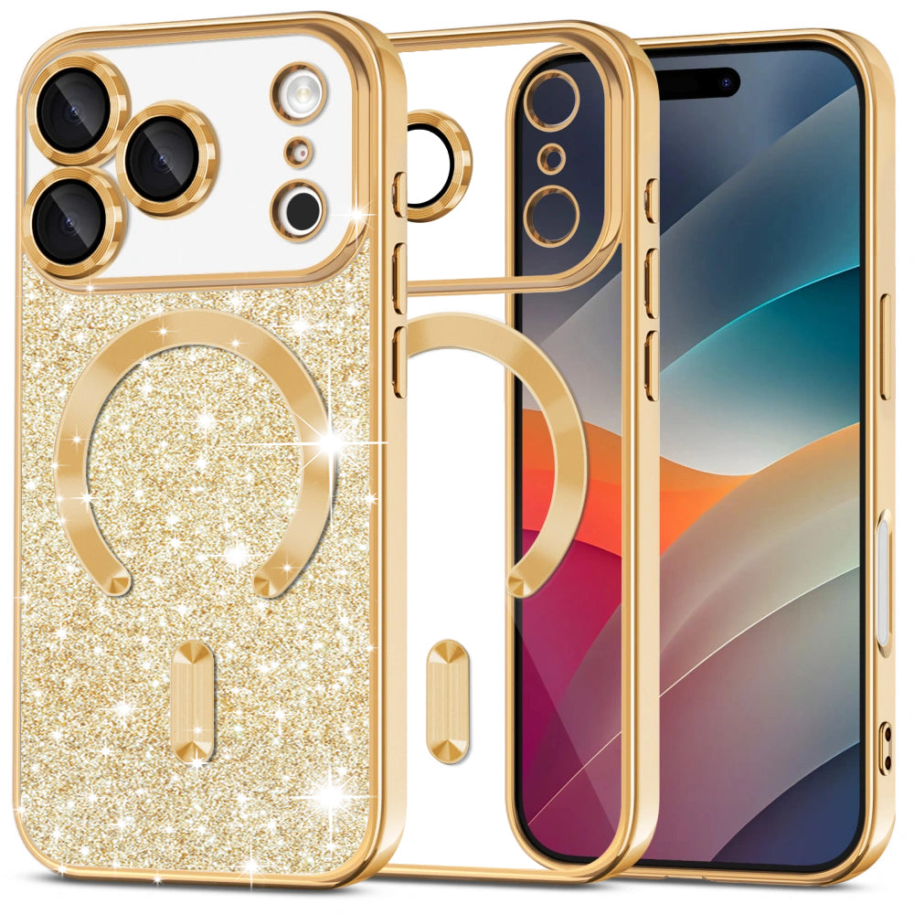 MagSafe-fodral för Apple iPhone 17 Pro Max, Techsuit, Luxury Glitter, Guld