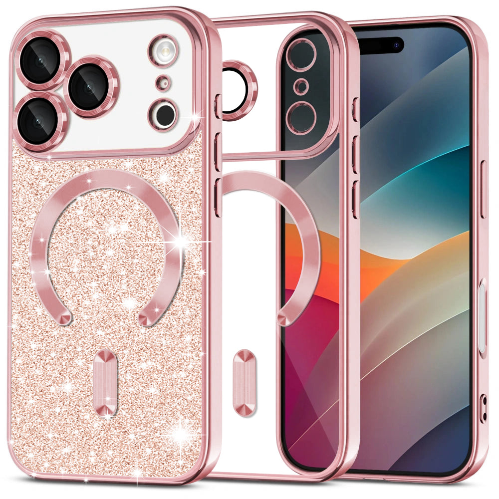 MagSafe-skal för Apple iPhone 17 Pro Max, Techsuit, Luxury Glitter, Roséguld