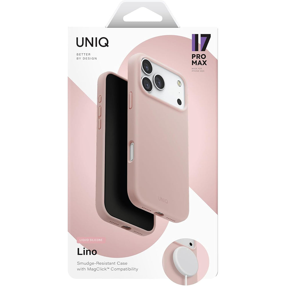 MagSafe-skal för Apple iPhone 17 Pro, UNIQ, Lino MagClick, Rosa