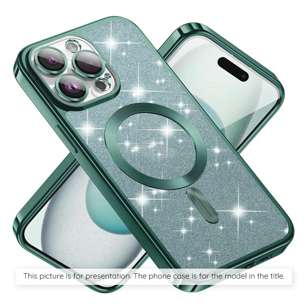 MagSafe Case for Apple iPhone 17, Techsuit, Luxury Glitter, Light Green