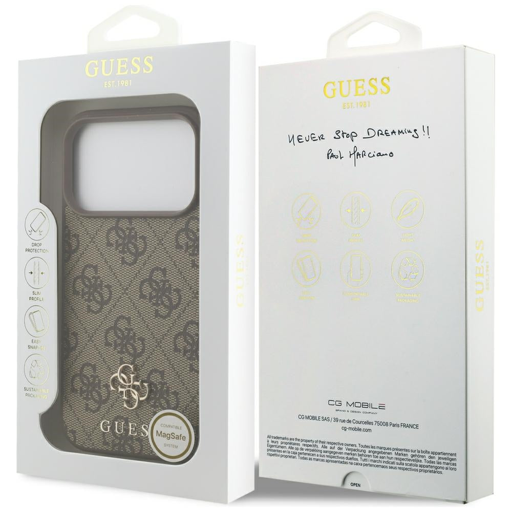 MagSafe-fodral för Apple iPhone 18 Pro / 17 Pro, Guess, 4G Small and Classic, Brun