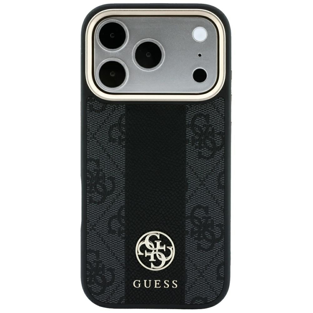MagSafe-fodral för Apple iPhone 18 Pro / 17 Pro, Guess, 4G Stripe Rund Klassisk Logotyp, Svart