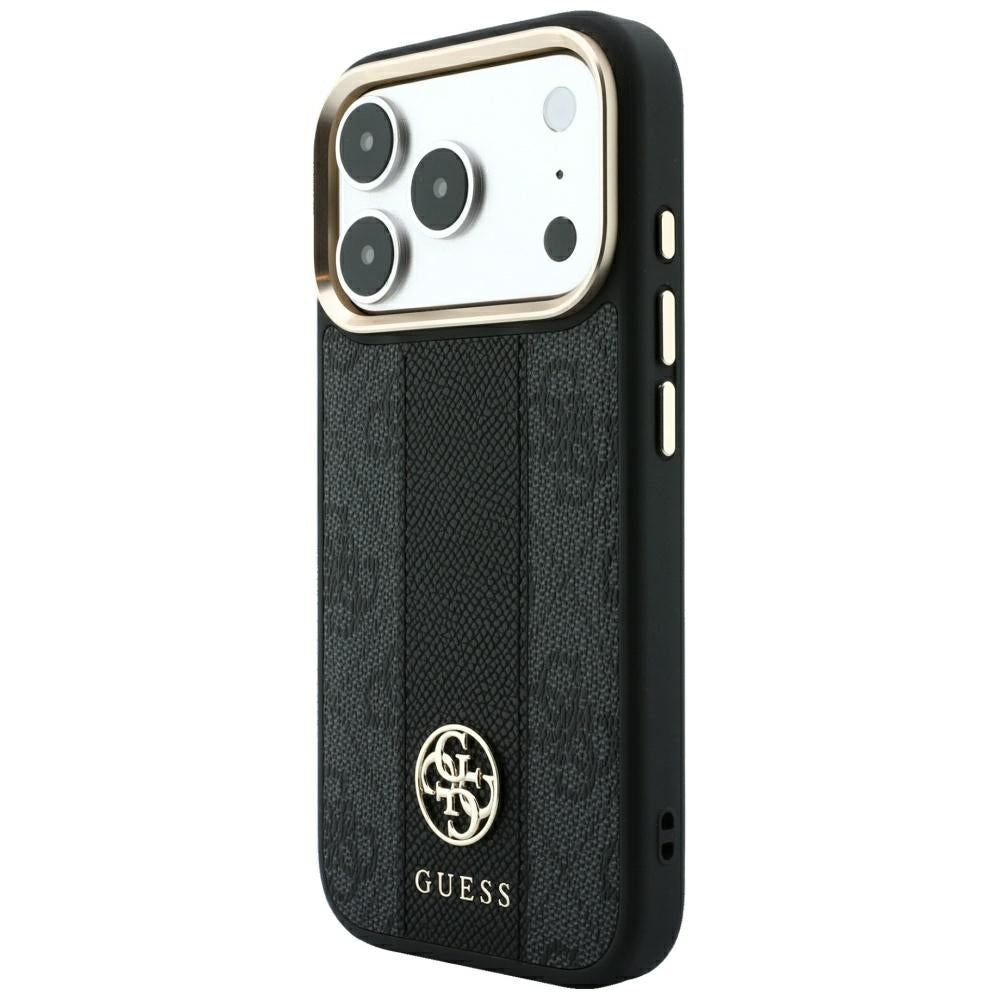 MagSafe-fodral för Apple iPhone 18 Pro / 17 Pro, Guess, 4G Stripe Rund Klassisk Logotyp, Svart