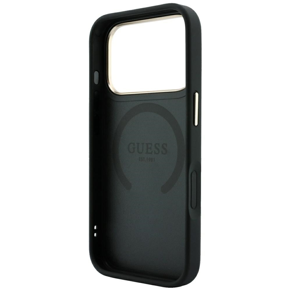 MagSafe-fodral för Apple iPhone 18 Pro / 17 Pro, Guess, 4G Stripe Rund Klassisk Logotyp, Svart