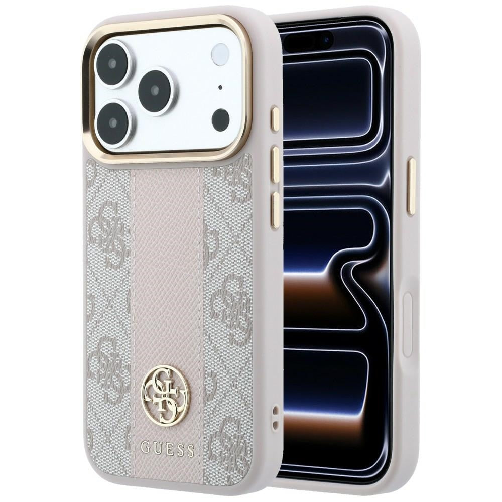 MagSafe-fodral för Apple iPhone 18 Pro / 17 Pro, Guess, 4G Stripe Round Classic Logo, Rosa