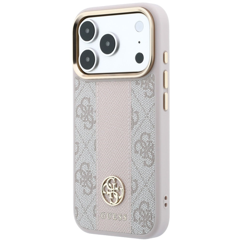MagSafe-fodral för Apple iPhone 18 Pro / 17 Pro, Guess, 4G Stripe Round Classic Logo, Rosa
