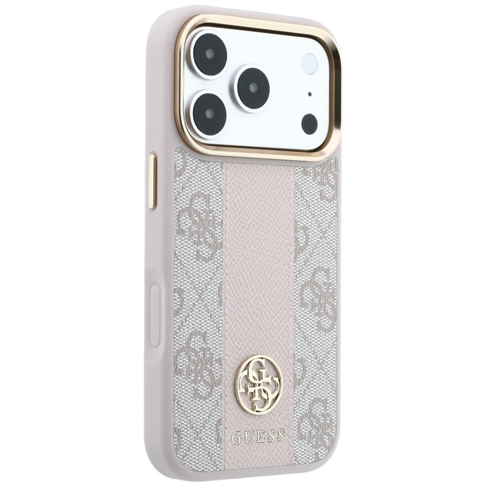 MagSafe-fodral för Apple iPhone 18 Pro / 17 Pro, Guess, 4G Stripe Round Classic Logo, Rosa