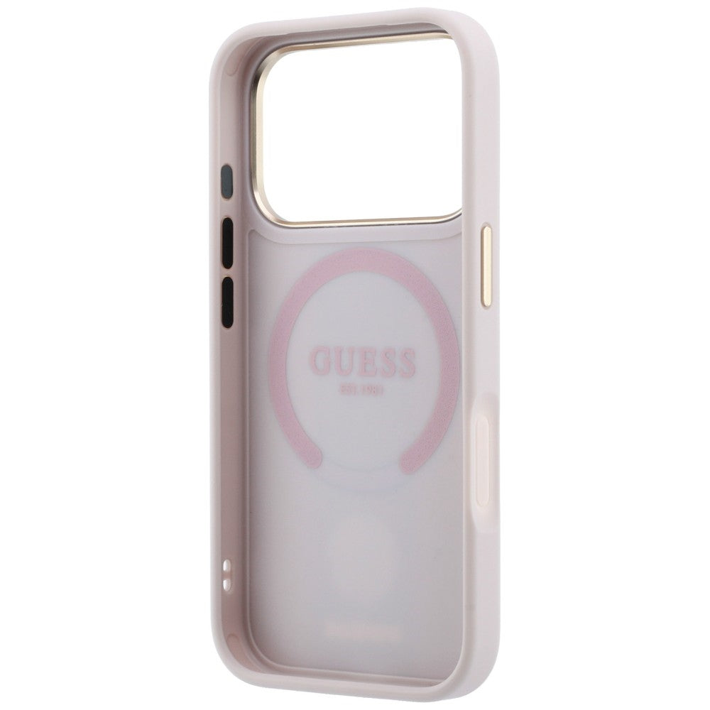 MagSafe-fodral för Apple iPhone 18 Pro / 17 Pro, Guess, 4G Stripe Round Classic Logo, Rosa