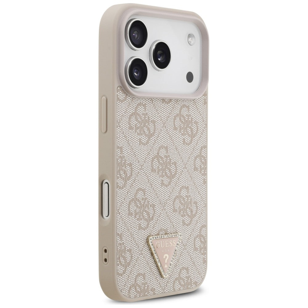MagSafe-fodral för Apple iPhone 18 Pro / 17 Pro, Guess, 4G Triangle Strass, Rosa