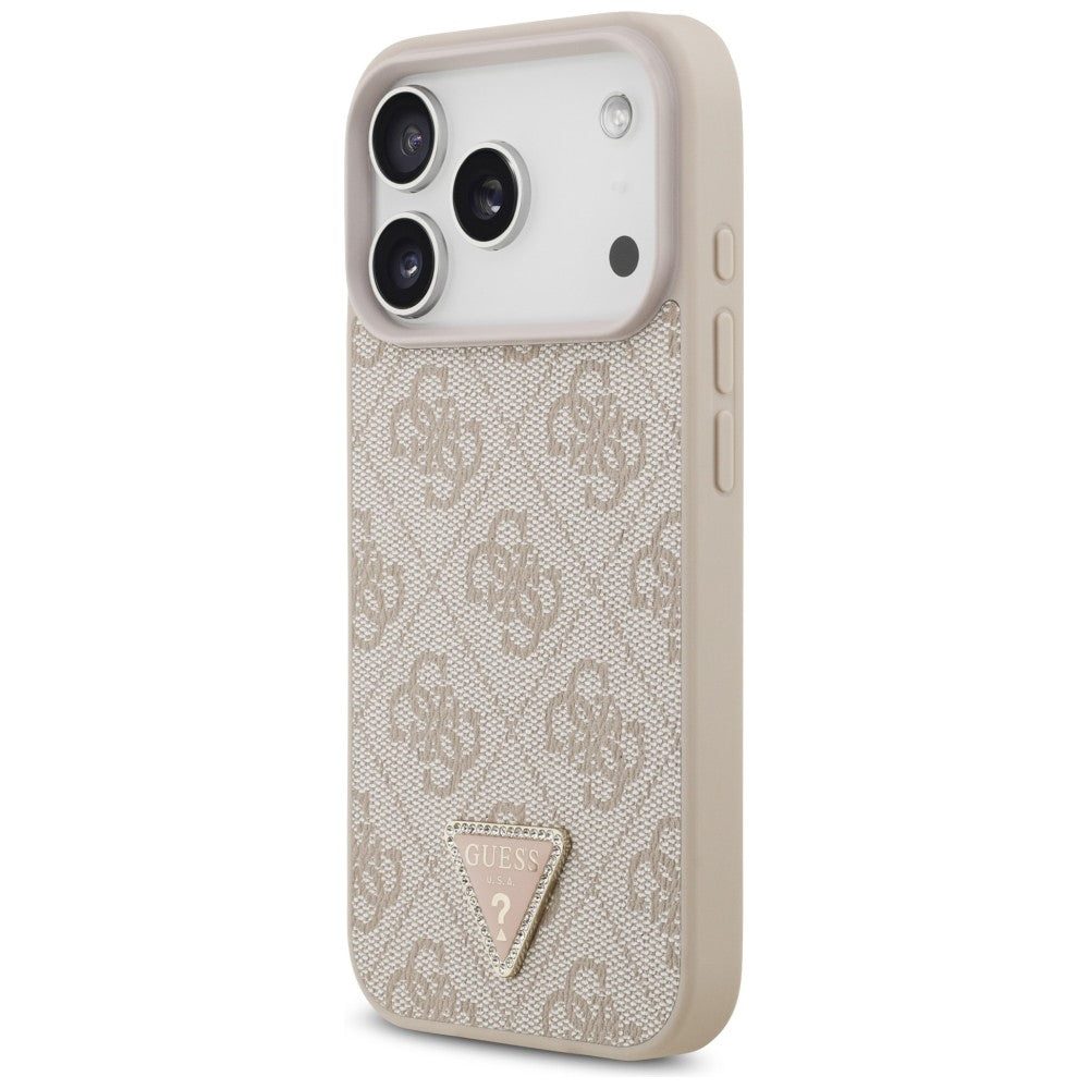 MagSafe-fodral för Apple iPhone 18 Pro / 17 Pro, Guess, 4G Triangle Strass, Rosa