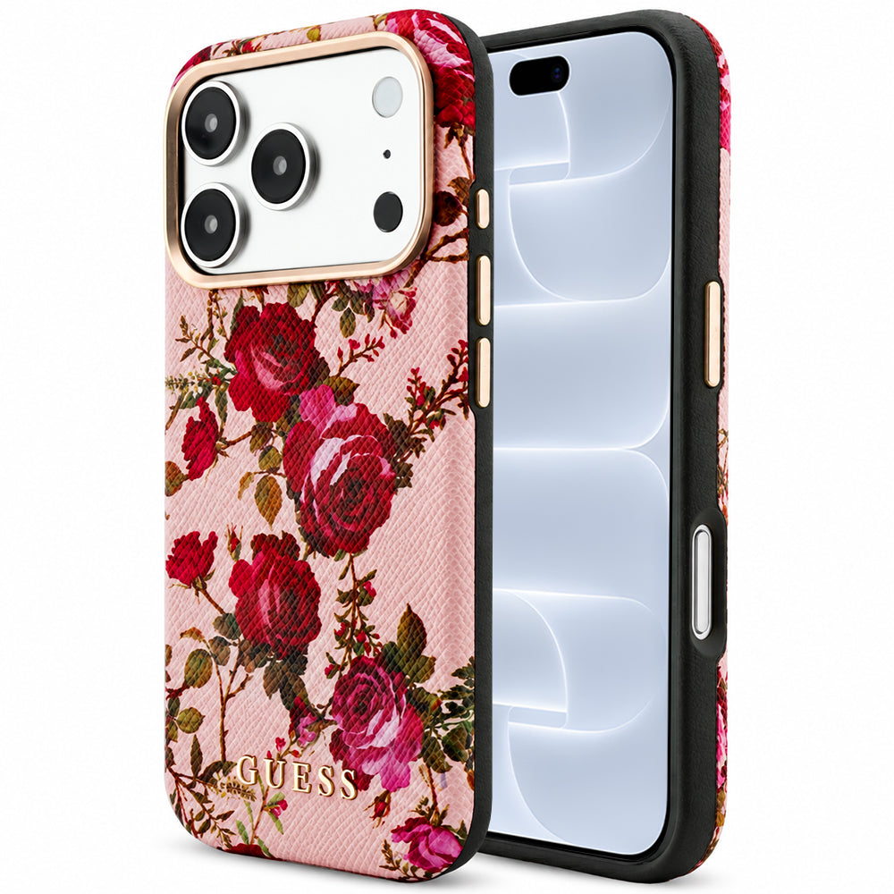 MagSafe-skal för Apple iPhone 18 Pro / 17 Pro, Guess, Blossom Roses Print, rosa