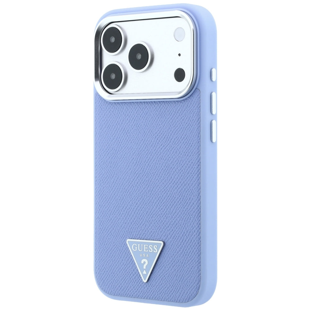 MagSafe-fodral för Apple iPhone 18 Pro / 17 Pro, Guess, Grained Triangle Logo, Bleu