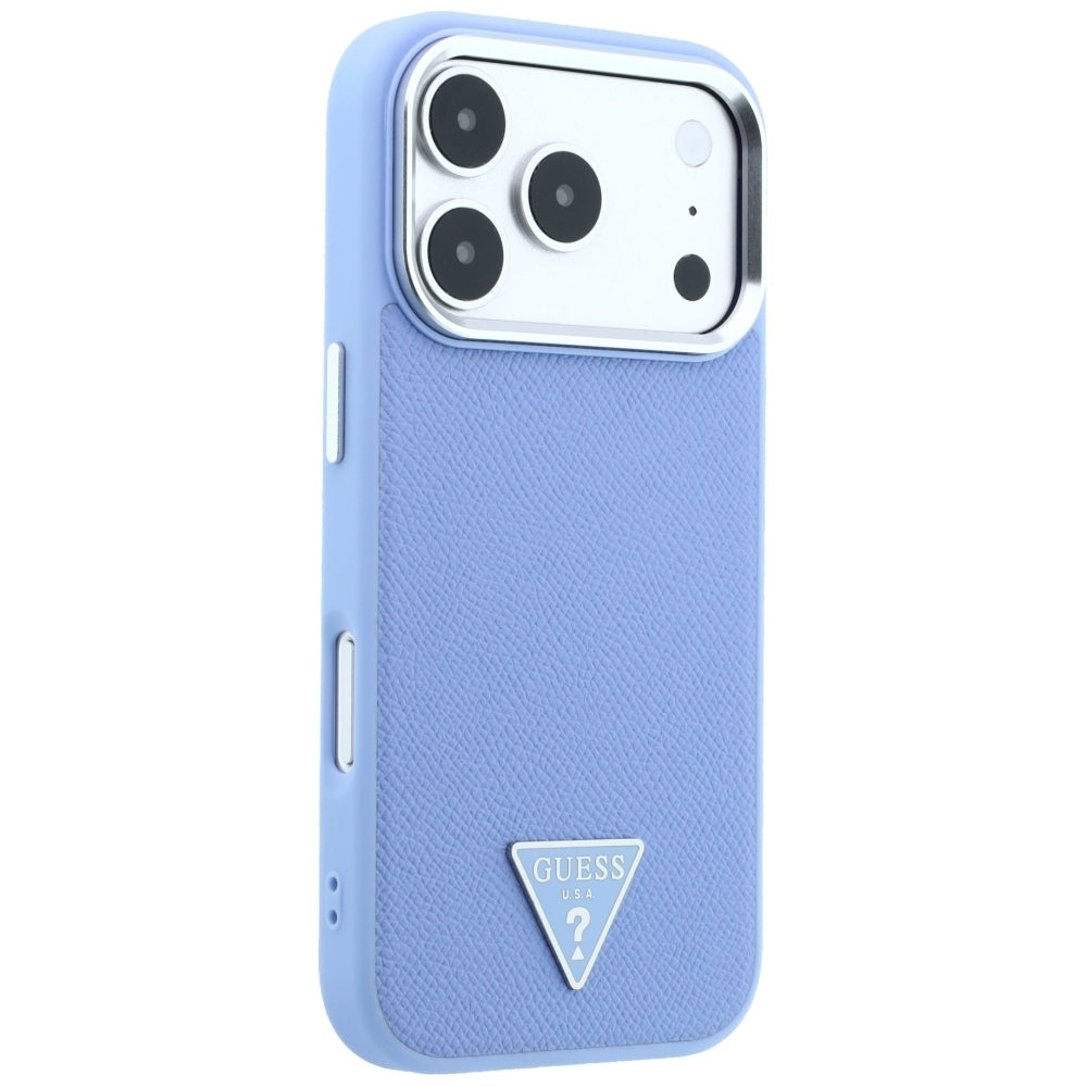 MagSafe-fodral för Apple iPhone 18 Pro / 17 Pro, Guess, Grained Triangle Logo, Bleu