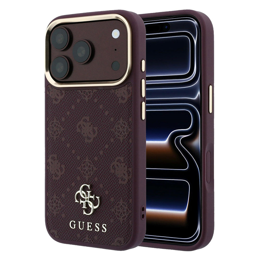 MagSafe Case for Apple iPhone 18 Pro / 17 Pro, Guess, Peony 4G Small Logo, Burgundy
