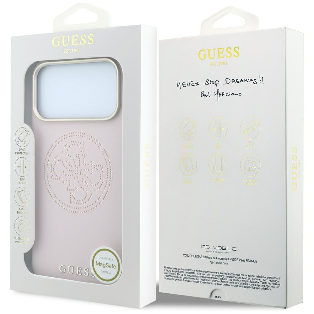 MagSafe-fodral för Apple iPhone 18 Pro / 17 Pro, Guess, Perforated 4G, Rosa