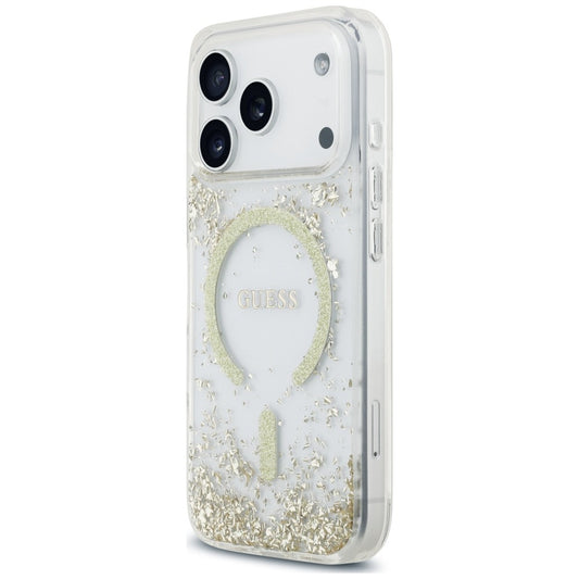 MagSafe-fodral för Apple iPhone 18 Pro / 17 Pro, Guess, Resin Bottom Glitter, Guldig